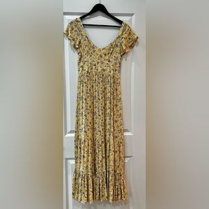 August, yellow maxi dress, size 4
